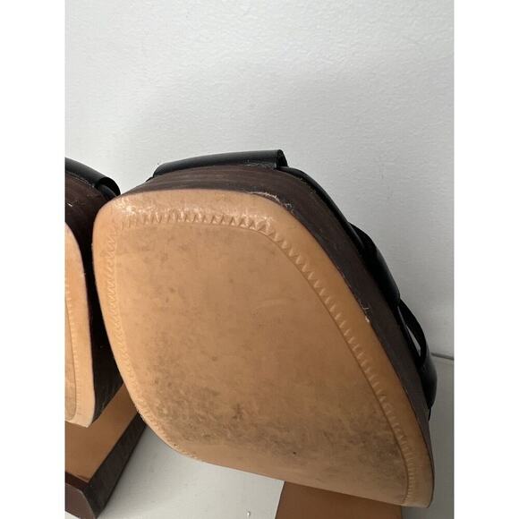 Crown Vintage Farlie Block Heel Sandal Leather Black Women’s Size 10 - Picture 7 of 8